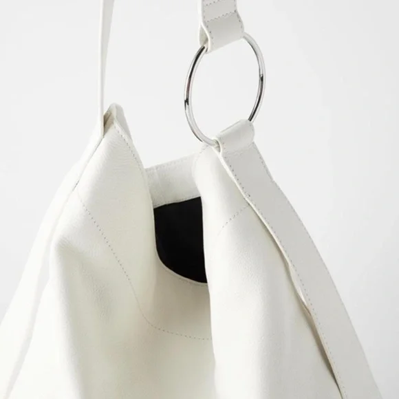 Zara white flat leather shopper bag - Picture 3 of 8